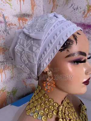 Sparkling White Turban Cap - All Colors Available