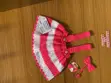 Crochet Baby Girl Pinafore Skirt & Neck Bow (Pink, 2-3Y) - 1