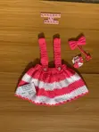 Crochet Baby Girl Pinafore Skirt & Neck Bow (Pink, 2-3Y) - 2