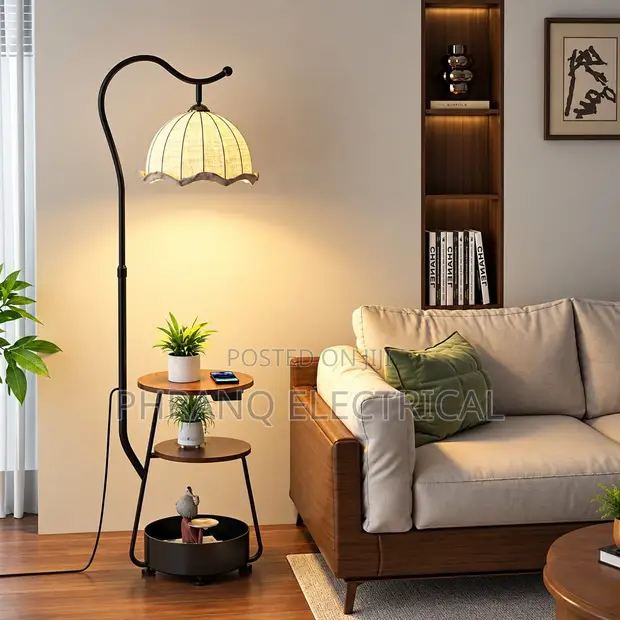 Modern Designer Floor Lamp with Wireless Charging + USB - 1
