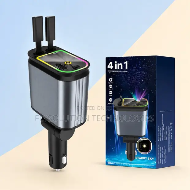 4-in-1 Car Charger Mai Jawo-jawo tare da Starry Sky Projector - 1