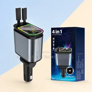 4-in-1 Retractable Car Charger with Starry Sky Projector