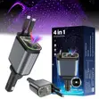 4-in-1 Retractable Car Charger with Starry Sky Projector - 4