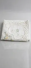 Premium Embroidered White Lace Tablecloth Floral Design - 1