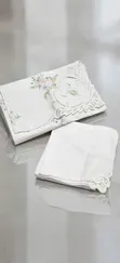 Premium Embroidered White Lace Tablecloth Floral Design - 4