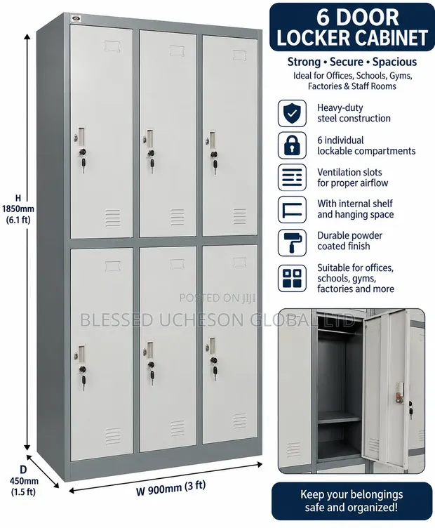 Brand New 6-Door Heavy-Duty Steel Locker Cabinet - 1