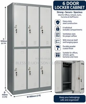 Brand New 6-Door Heavy-Duty Steel Locker Cabinet