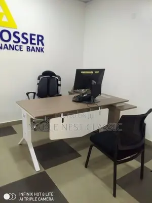 Office Table and Leather Chair Set