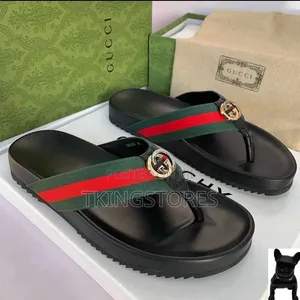 Gucci Men's Black Leather Slippers