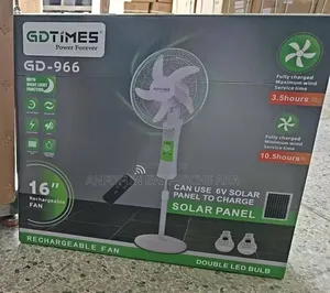 GDtimes 16" Injin Fannu mai Sake Caji da Hasken Rana tare da Haske 2 da Panel