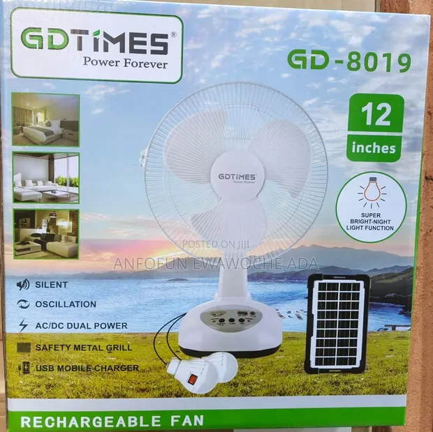GDTimes 12-Inch Fan Mai Sake Yin Baturi Da Hasken Rana Tare Da Bulbs 2 - 1
