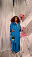 Luxury Blue Fringe Two-Piece Set - 2