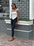 Kyakkyawar Farar Silk Crop Top - Sabuwa - 3