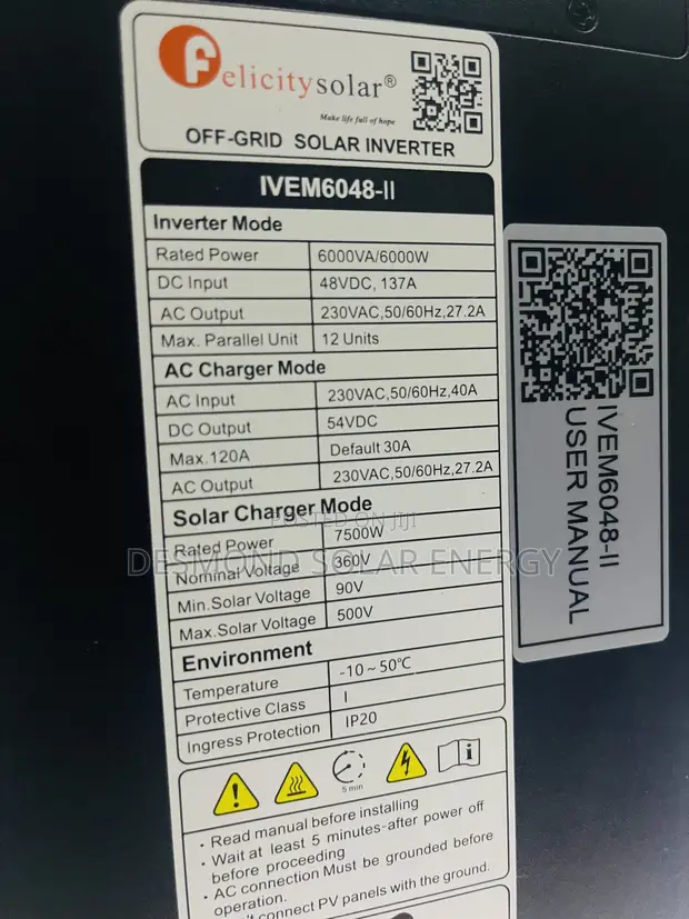 Felicitysolar 6kVA 48V Hybrid Solar Inverter - 1