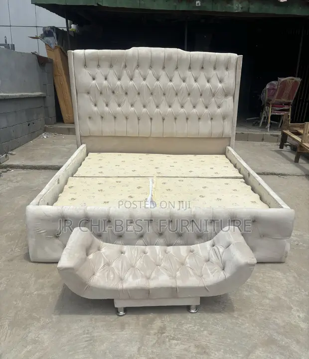 Brand New Tufted Upholstery Bedframe (6x6) with Footrest - 1