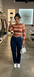 Polyester Bold Striped Top - Women's - 1