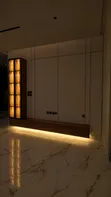 Modern White TV Wall Unit with Wood Console & LED Lighting - 2