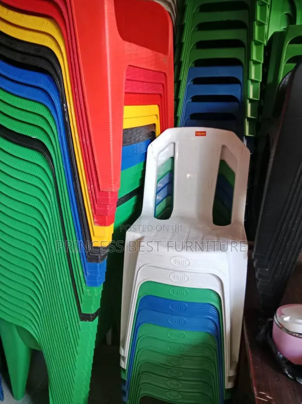 White Armless Plastic Chair - 1