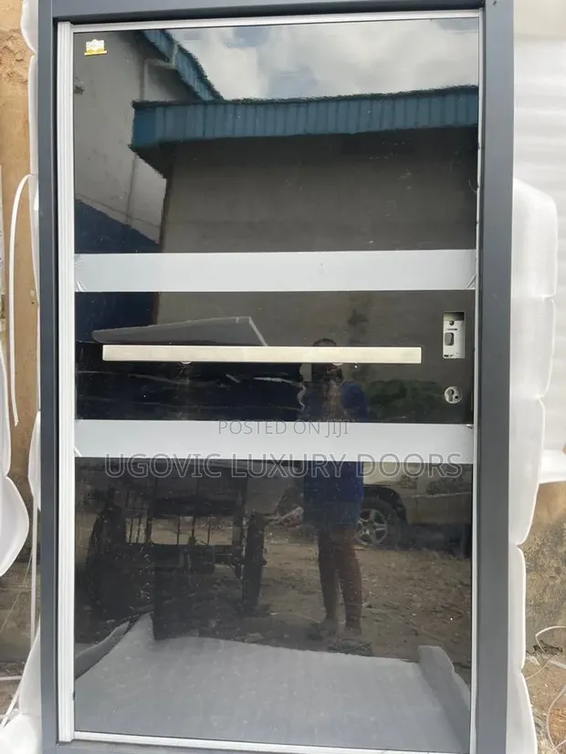 Black Mirror Glass Luxury Pivot Door - Tsawon Extra - 1