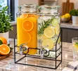 2x 2.2L Glass Beverage Dispenser Set with Stand - 1