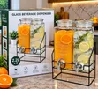 2x 2.2L Glass Beverage Dispenser Set with Stand - 2