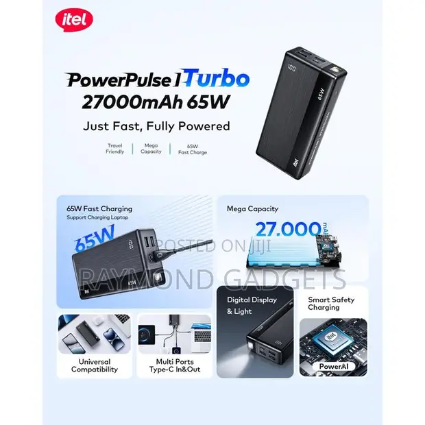 Itel PowerPulse A1980 27000mAh 65W Fast Charging Power Bank - 1