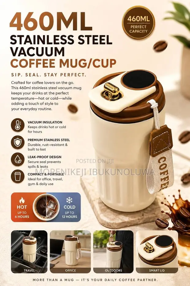 460ml Stainless Steel Luxury Vacuum Coffee Mug - 1