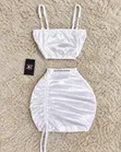 Kyakkyawar Ruched Velvet 2 Piece Set - Fari - 1