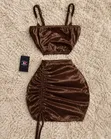Kyakkyawar Ruched Velvet 2 Piece Set - Fari - 2