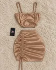 Kyakkyawar Ruched Velvet 2 Piece Set - Fari - 4