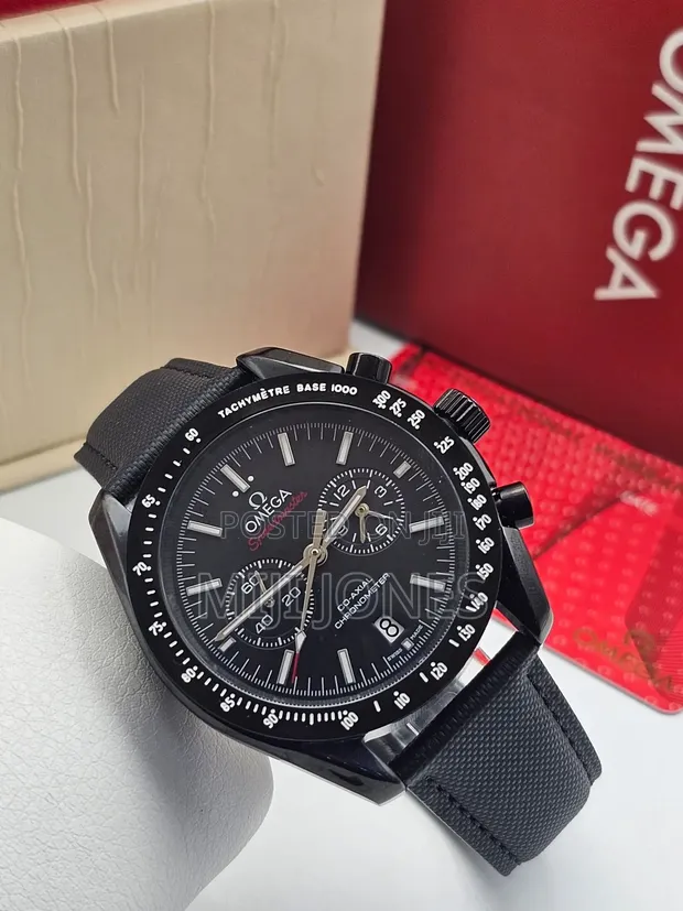 Omega Style Men's Leather Strap Quartz Watch - 1