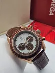 Omega Style Men's Leather Strap Quartz Watch - 2