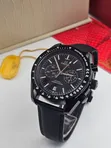 Omega Style Men's Leather Strap Quartz Watch - 3