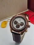 Omega Style Men's Leather Strap Quartz Watch - 4