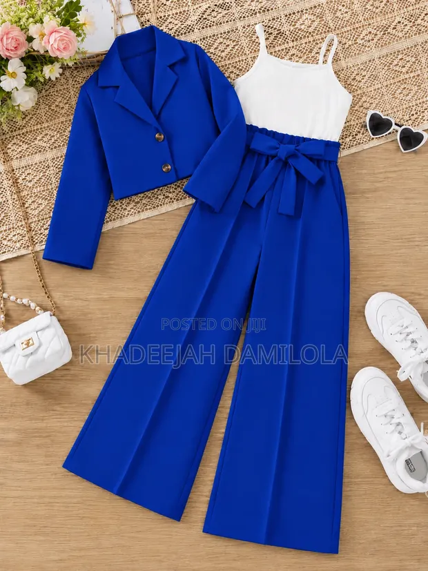 3 Piece Royal Blue Wide Leg Set - 1