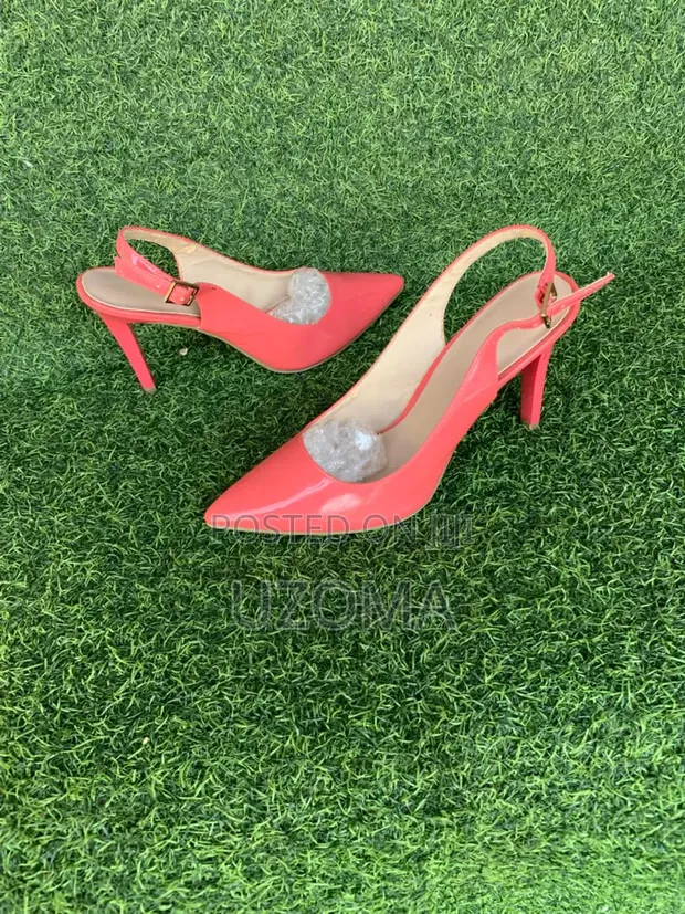 Women's Coral Red Pointed-Toe Slingback High Heels - Size 37 - 1