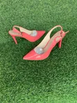 Women's Coral Red Pointed-Toe Slingback High Heels - Size 37 - 1