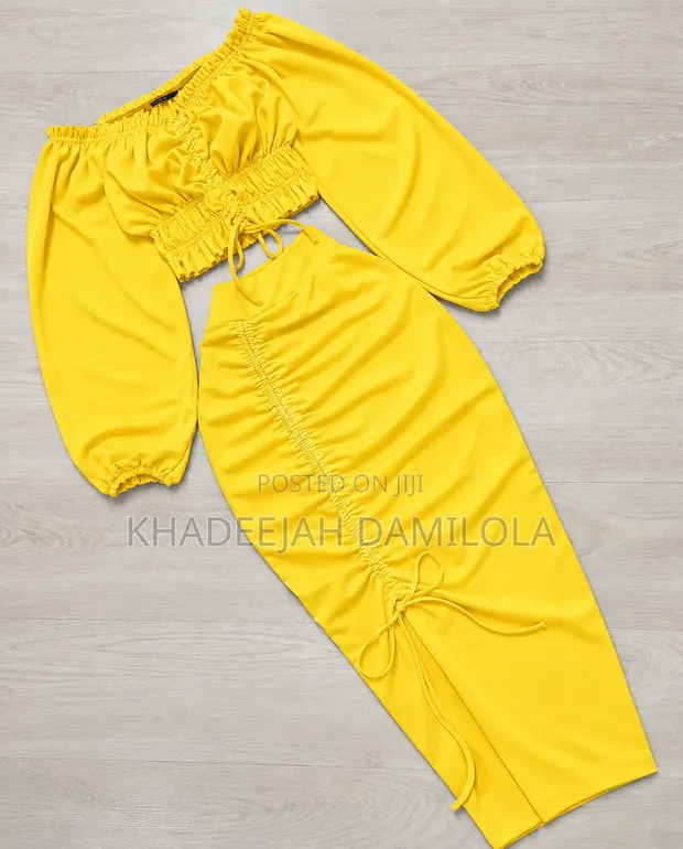Women's Yellow Ruched 3-Piece Set - 1