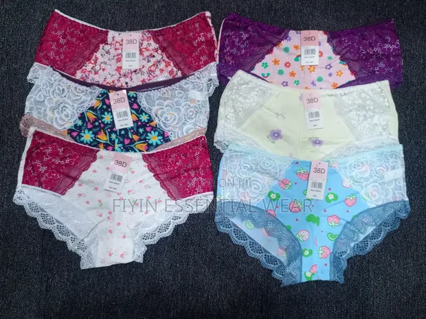 3pcs 38D Lacey Floral Print Ladies Pants - 1