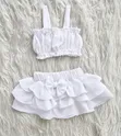 Baby Girl's White Ruffle Bow Two-Piece Set - 3