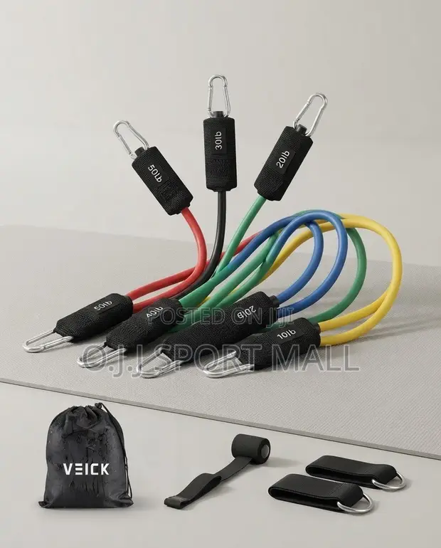 5-Piece Resistance Band Set - 150lb Adjustable - 1