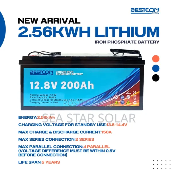 Bestcom Tech 2.56kWh 12.8V 200Ah LiFePO4 Lithium Battery - 1