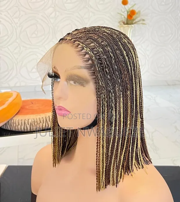 Short Bone Straight Braided Wig - 1