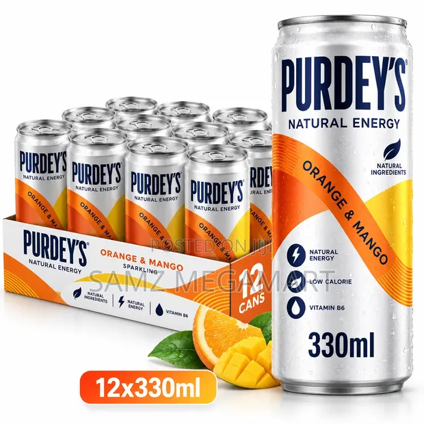 Purdey's Natural Energy Orange Mango 12x330ml - 1