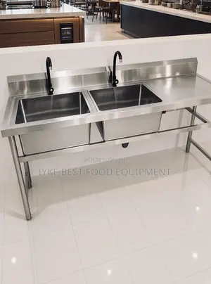 Double Bowl Stainless Steel Commercial Sink with Drainboard