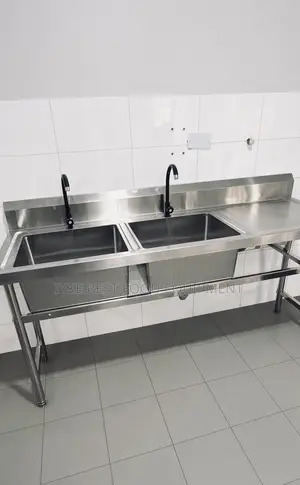 Commercial Double Bowl Stainless Steel Sink with Drainboard