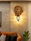 American Retro Creative Lion Head Wall Lamp - 450mm Black/Gold - 2