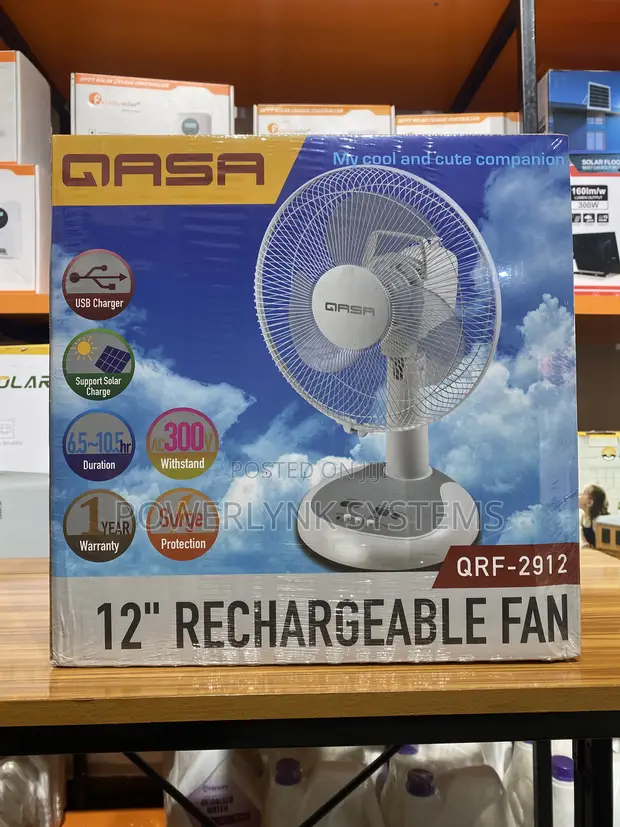 Qasa 12" Fan Mai Sake Gina Baturi Da Hasken LED - 1