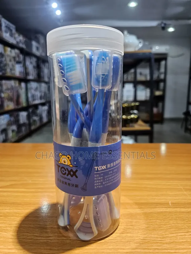 Toothbrush Set with Built-in Tongue Cleaner (8-Pack) - 1