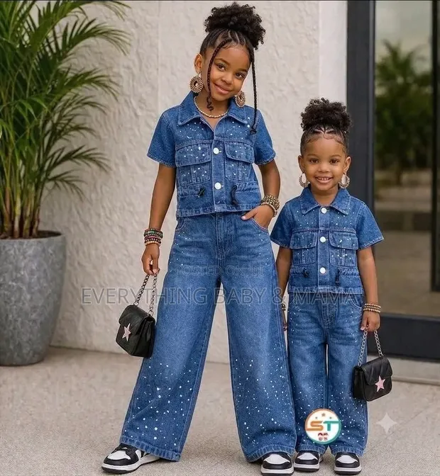 Angel Kayanan Yara Masu Kyau Na Denim 2-Piece (Blue) - 1
